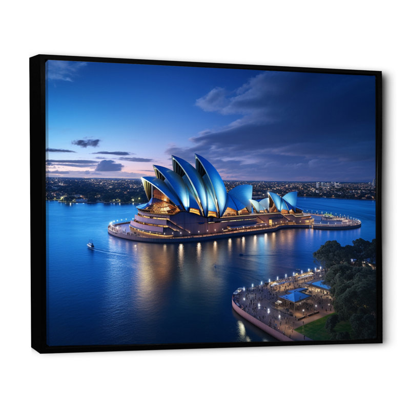 Australie, Sydney, icônes IV, impression sur toile, H 12 po x l 20 po x P 1 po, Cadre flottant noir