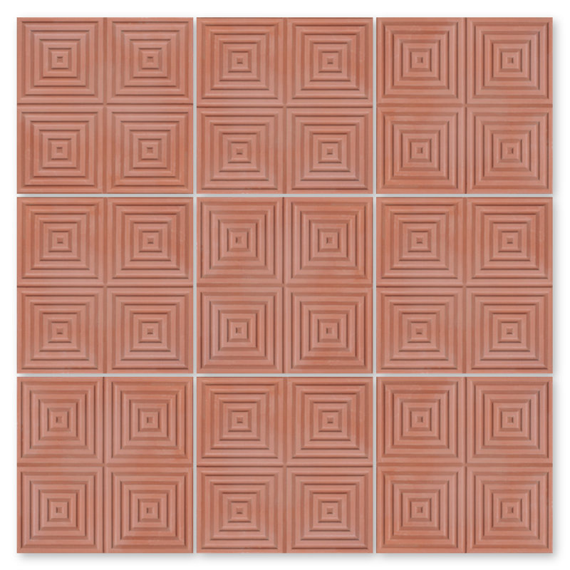 Carrelage carré en terre cuite à motif de vagues à carreaux droits pour mur et plancher 8 po x 8 po, Terre cuite