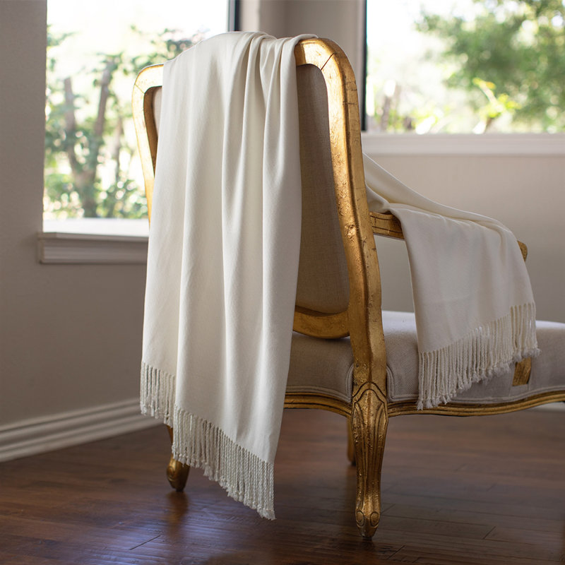 Pasha Hand Woven Throw Blanket, Gardenia