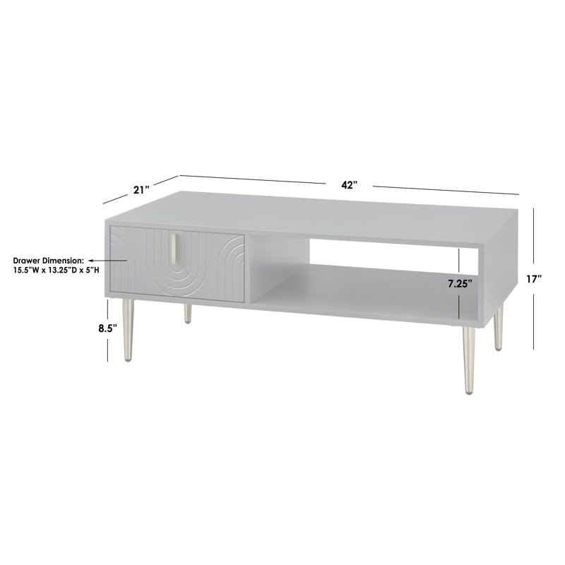 Table basse à 4 pieds avec rangement Mallorca, Gris