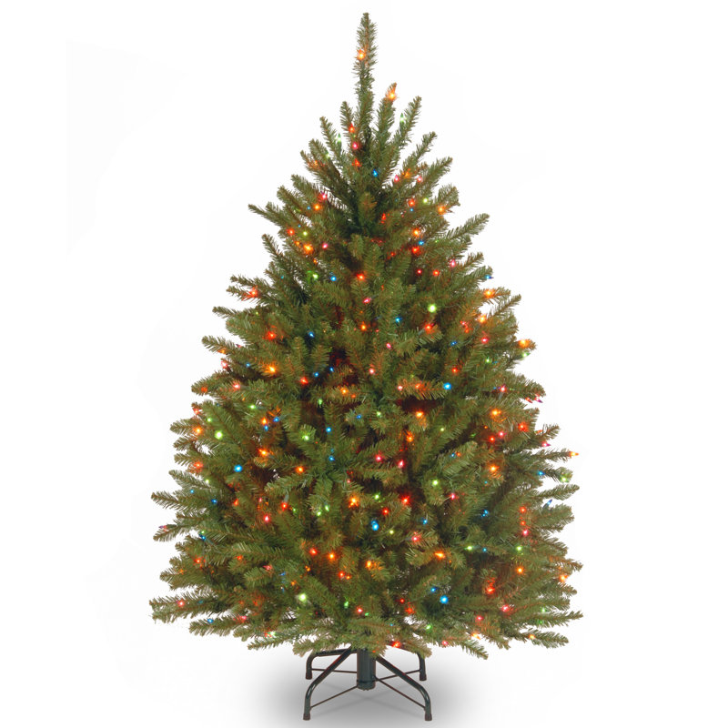 Dunhill Fir 6.5' Hinged Green Artificial Christmas Tree with 650 Multicolored Lights, 4.5' H