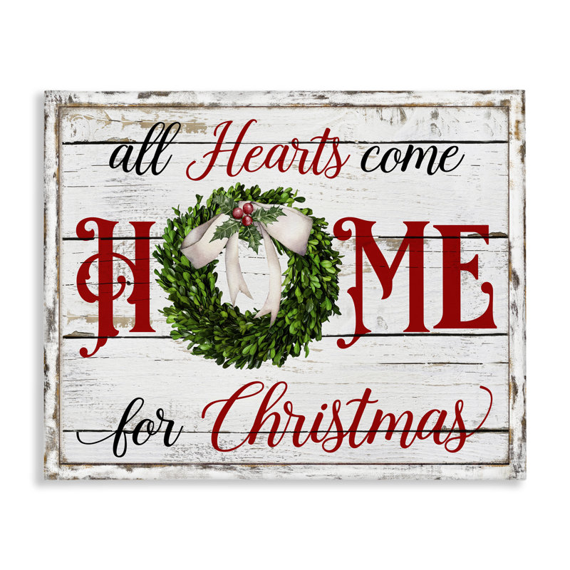 Art mural sur toile Hearts Home For Christmas par Creatif Belle, H 24 po x l 30 po