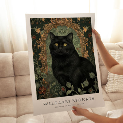 Animals William Morris Black Cat VII Cottage Unframed Art Print