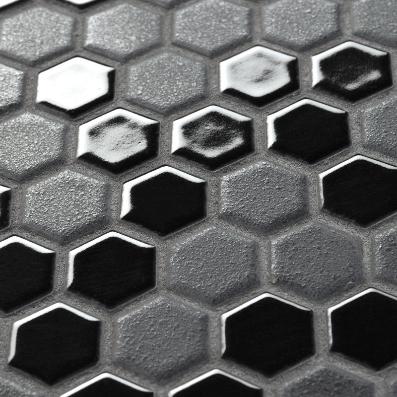 Citi Hex Black 10-1/4" x 11-7/8" Porcelain Mosaic Tile
