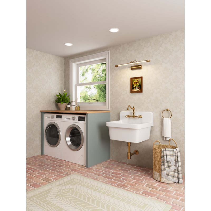 DeerValley 24"×19.7" Vitreous China Wall Mount Utility Sink Farm Style High Back Laundry Sink