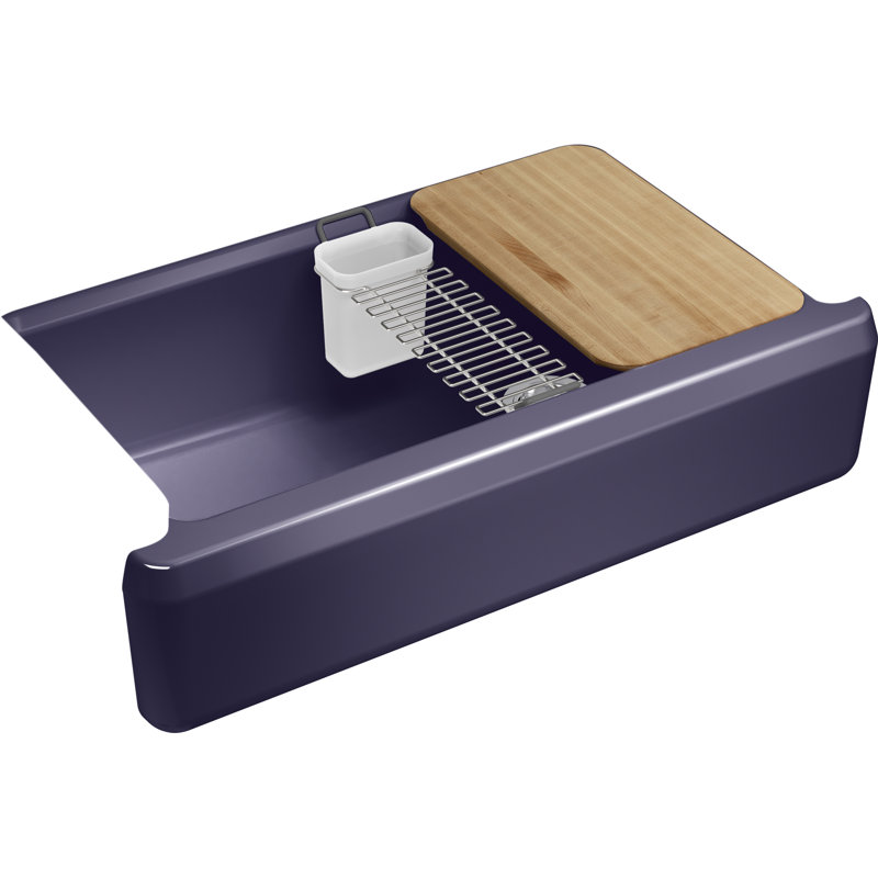 Riverby Undermount Single-Bowl Farmhouse Workstation Kitchen Sink With Tall Apron, Indigo Blue