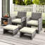 Ensemble de 2 repose-pieds en rotin PE avec coussins à fermeture à glissière pour terrasse, blanc-1853352753