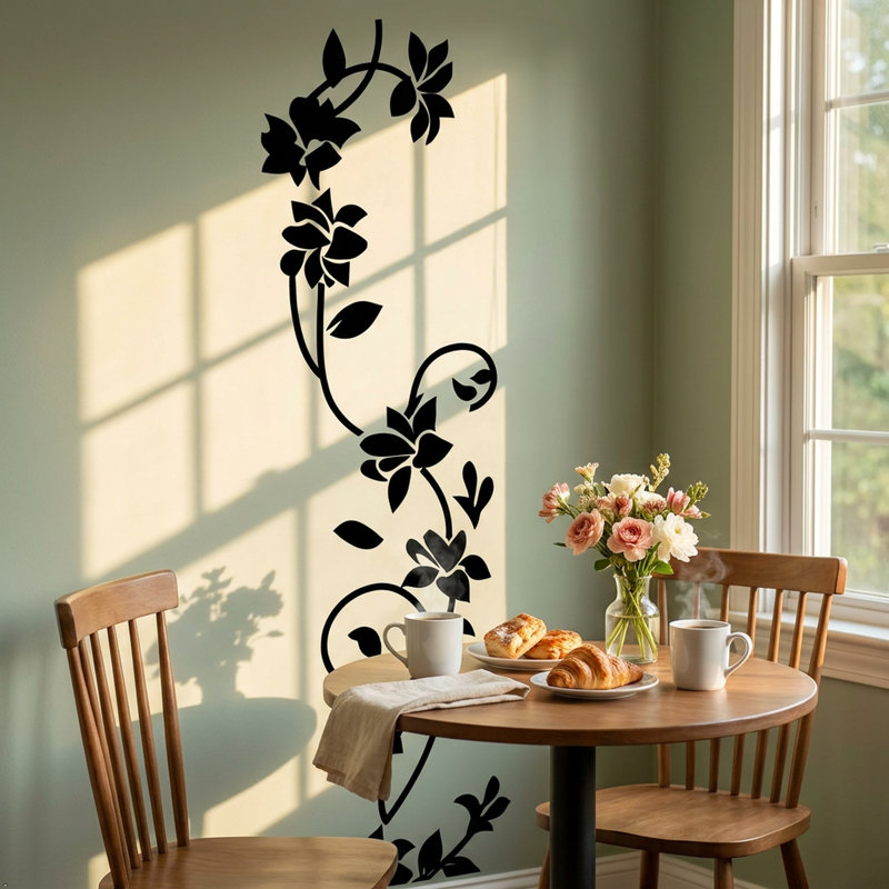 Décalcomanie murale Plants & Flowers Rattan Flower - Non-Wall, H 22 po x l 6 po, Rose