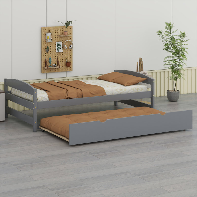 Lit plate-forme avec lit gigogne, Gris