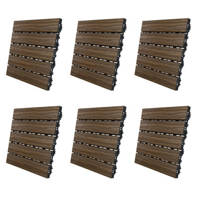 12'' L x 12'' W Plastic Interlocking Deck Tile in Walnut Brown