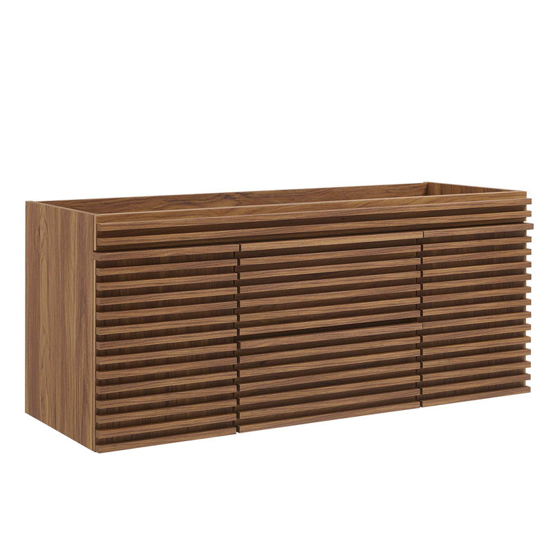 Render 48" Wall Mounted Single Bathroom Vanity Base Only, Walnut
