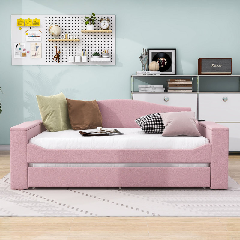 Vaelin Upholstered Daybed with Trundle, Gray, Full / Double