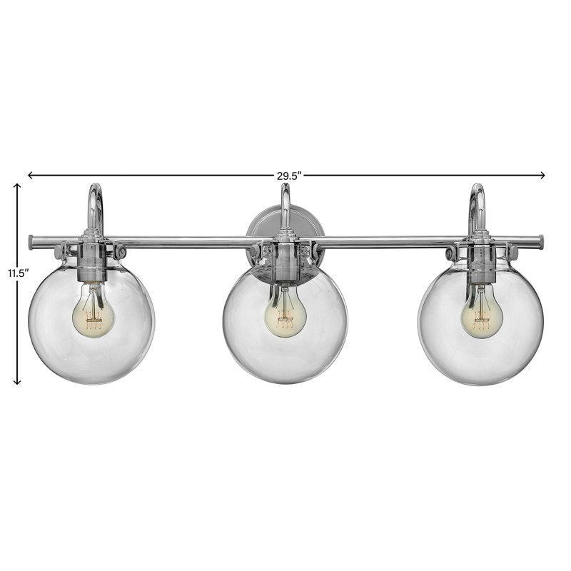 Chrome 3-Light Bath Fixture with Clear Glass Shades