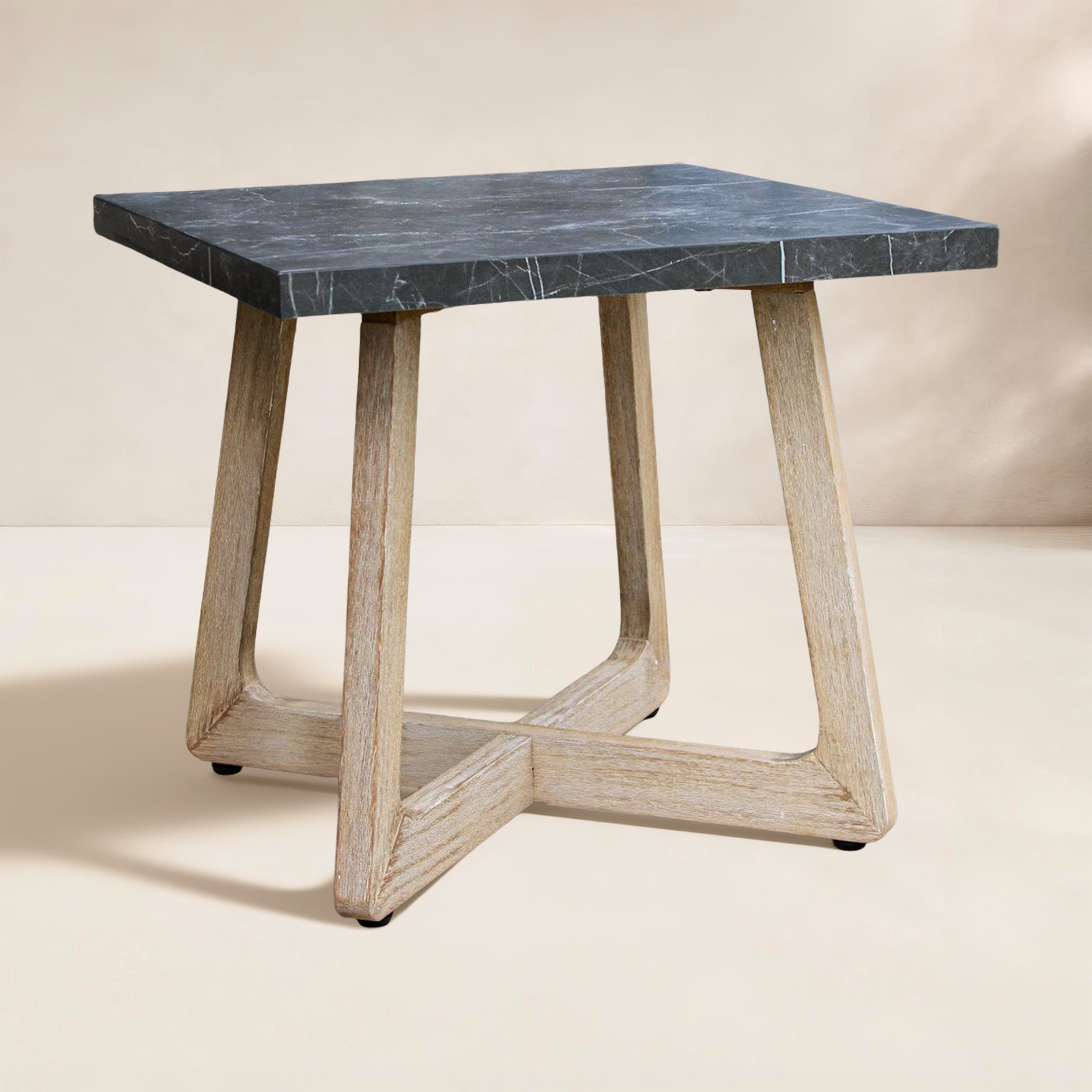 Posey 23" Patio Side Table, Black Marble
