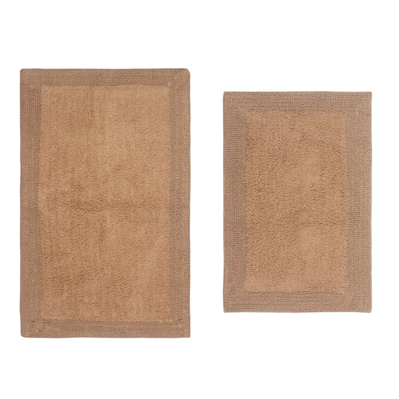 Tapis de bain luxueux 100% coton (ensemble de 2) réversible, Ensemble de 2 pièces (21 po x 34 po, 17 po x 24 p, Lin