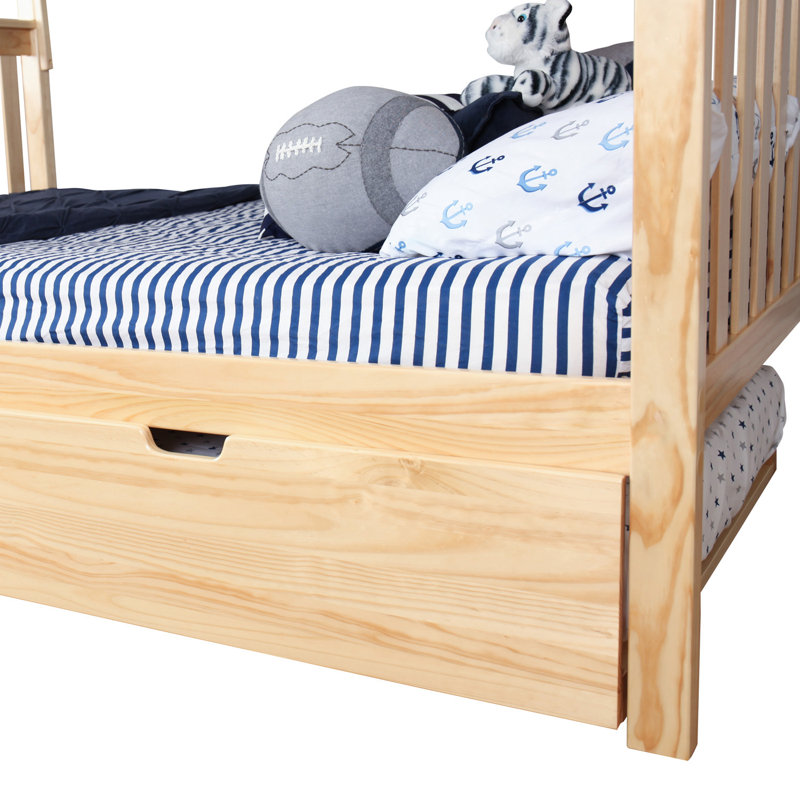 Borel Solid Wood Twin Trundle Bed, Natural