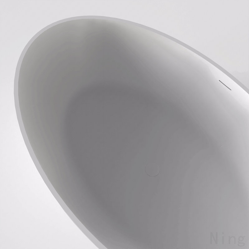 67 Inch Freestanding Solid Surface Soaking Bathtub