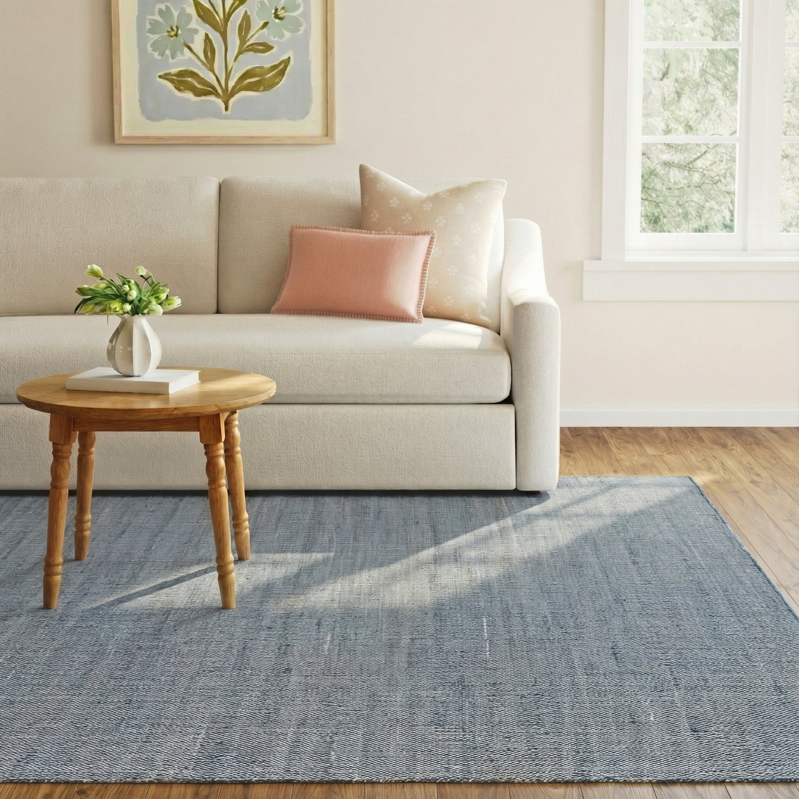 Genelda Handmade Jute / Sisal Blue Rug, Rectangle 8' x 10'