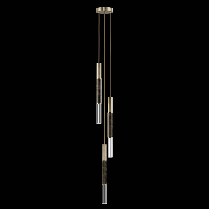 Luminaire suspendu rond l 8,5 po Antonia, Feuille d'or douce standard / laiton