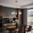5-Light Modern Gold Chandelier With Ripple Glass Shades, Adjustable Height Pendant Light