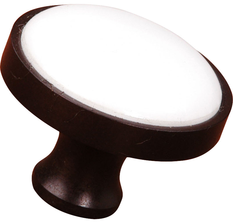CK Series 1 1/4" Diameter Mushroom Knob, Oil Rubbed Bronze / White