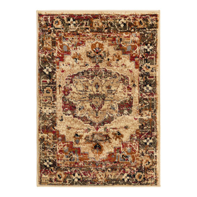 Tapis abstrait brun / rouge Alameda