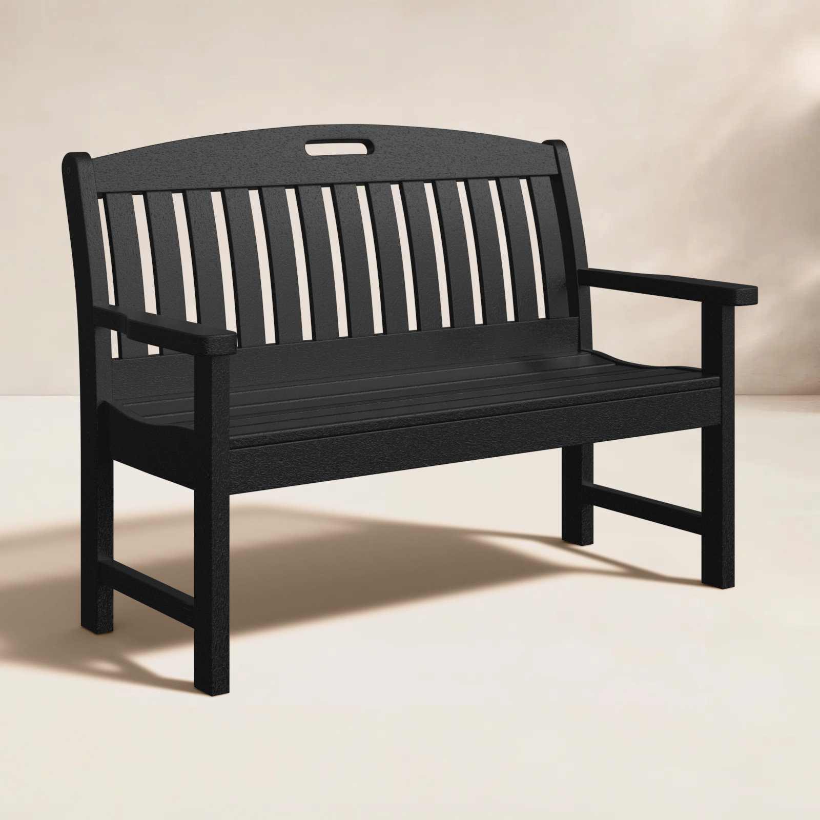 POLYWOOD® Nautical 64" Garden Bench, Black, 37.5" H x 51.75" W x 25" D