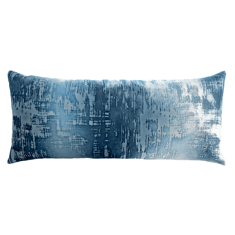 Brush Stroke Lumbar Pillow Cover & Insert, 16" H x 36" W, Denim