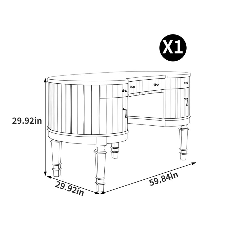 Bureau de style américain en bois massif de luxe clair
