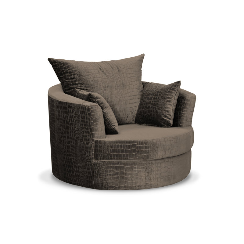 Upholstered Swivel Armchair, Dark Brown
