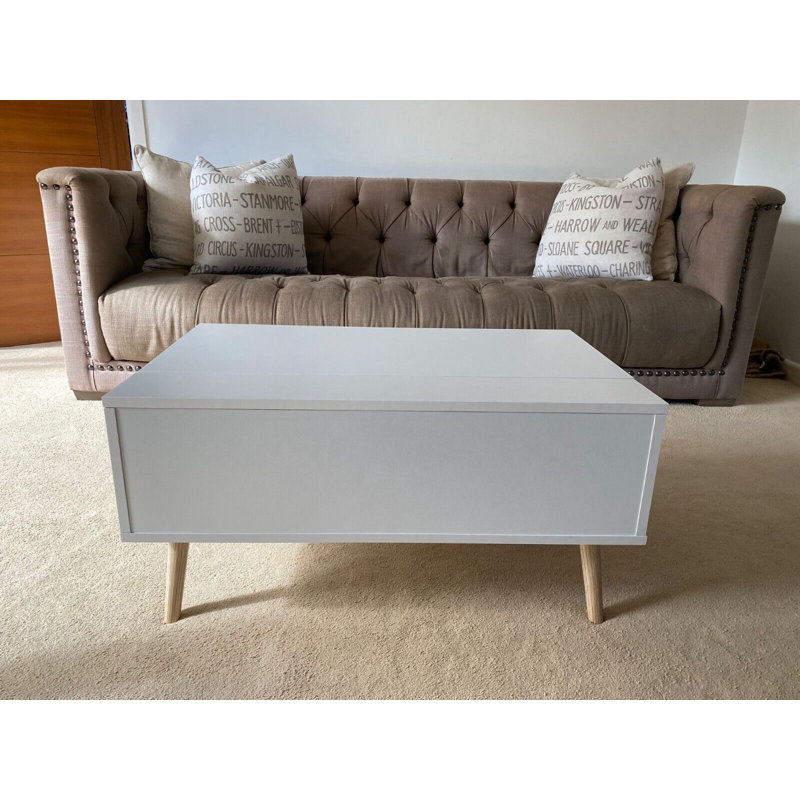 Morelia Modern White Lift-up Coffee Table with Storage