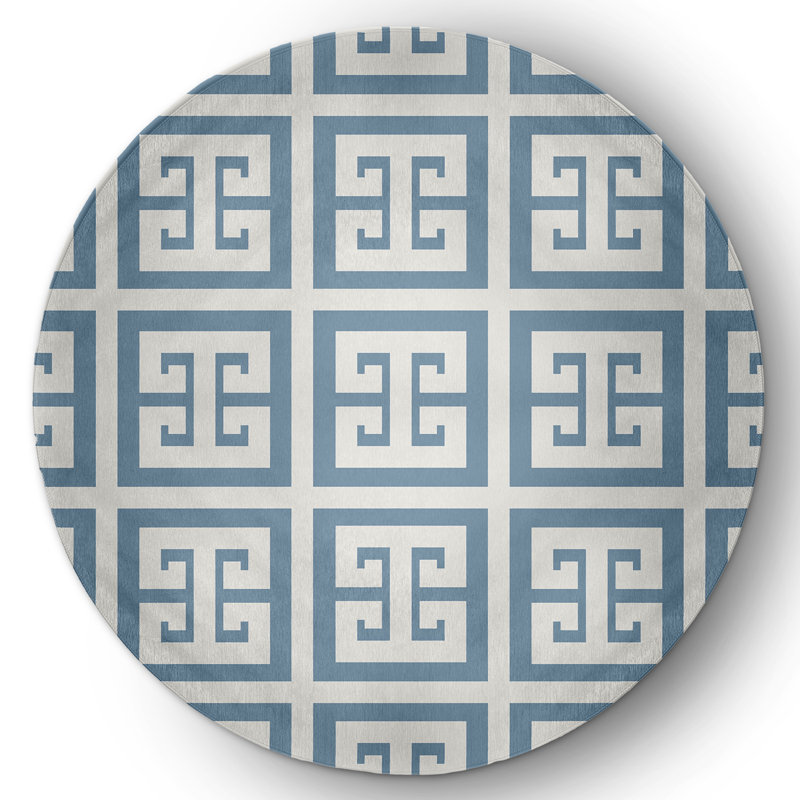 Chenille Geometric Indoor Rug, Round 5'