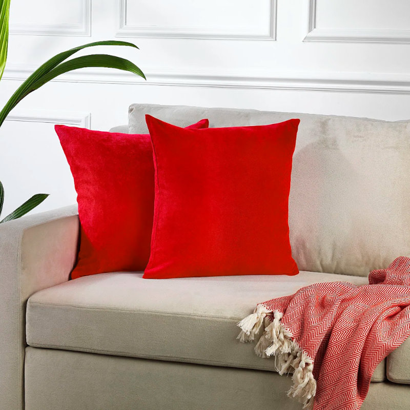 Decorative Throw Cushion Covers, 18" H x 18" W, Red