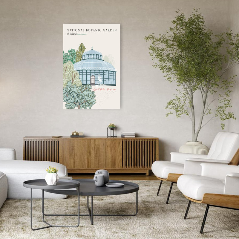 «Palm House Garden Elegant Peaceful Serene Palm Architecture Nature», reproduction d'art murale, H 48 po x l 32 po