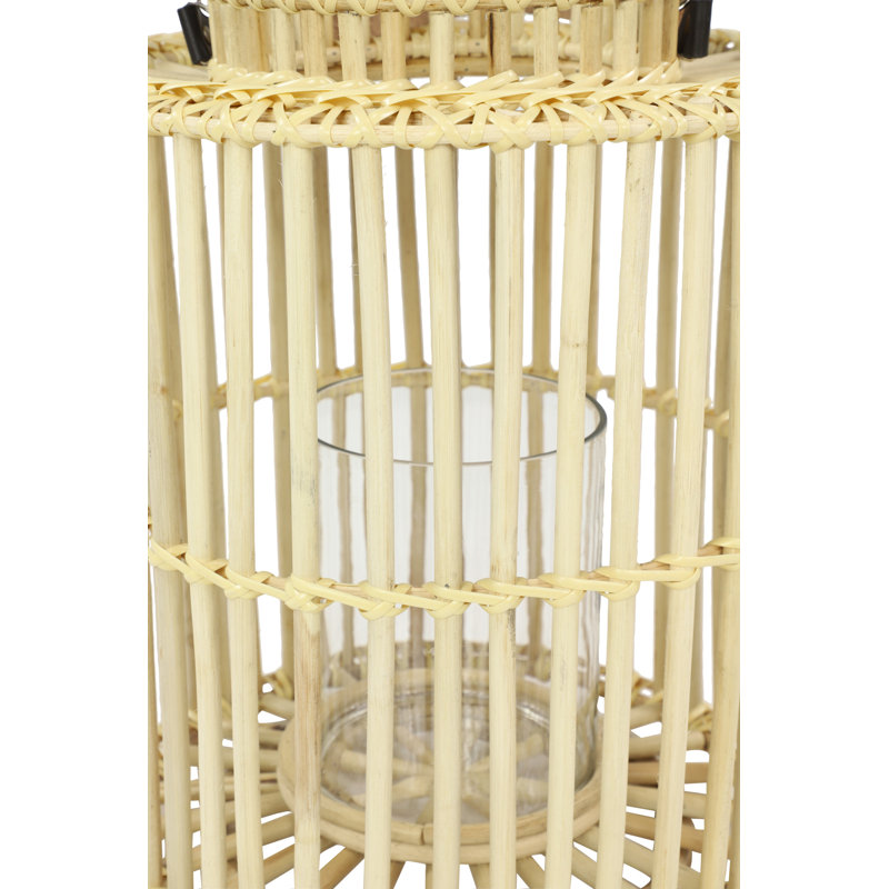 Lanterne en rotin cylindrique rustique cage, Crème