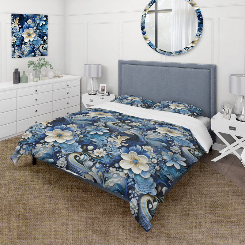 Literie scandinave à motif cachemire III, Housse de couette pour grand lit et 2 taies décor