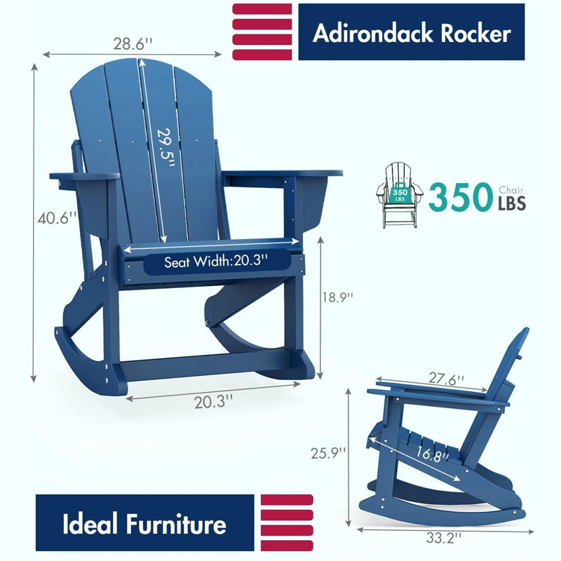All Weather Adirondack Rocking Chair, Blue