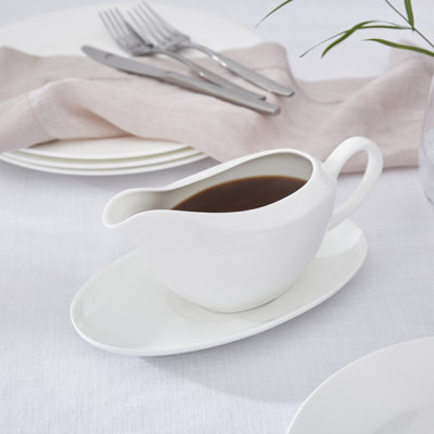 Serendipity White - Gravy Boat & Stand