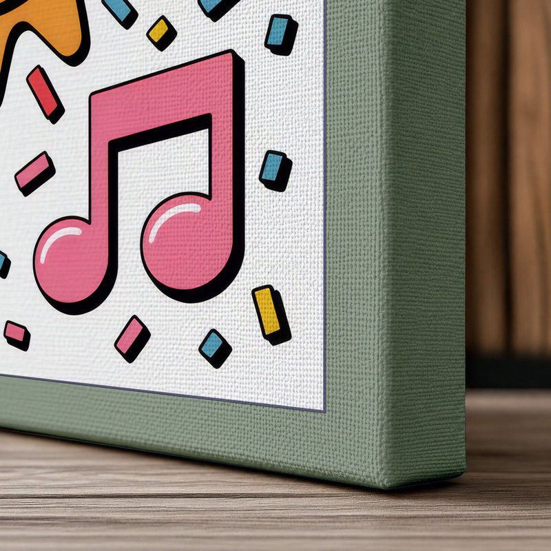 Sunny Musical Joy Modern 1 Piece Wrapped Canvas Wall Art, 36x24 - 91.4 x 61.0 cm, Sage Border