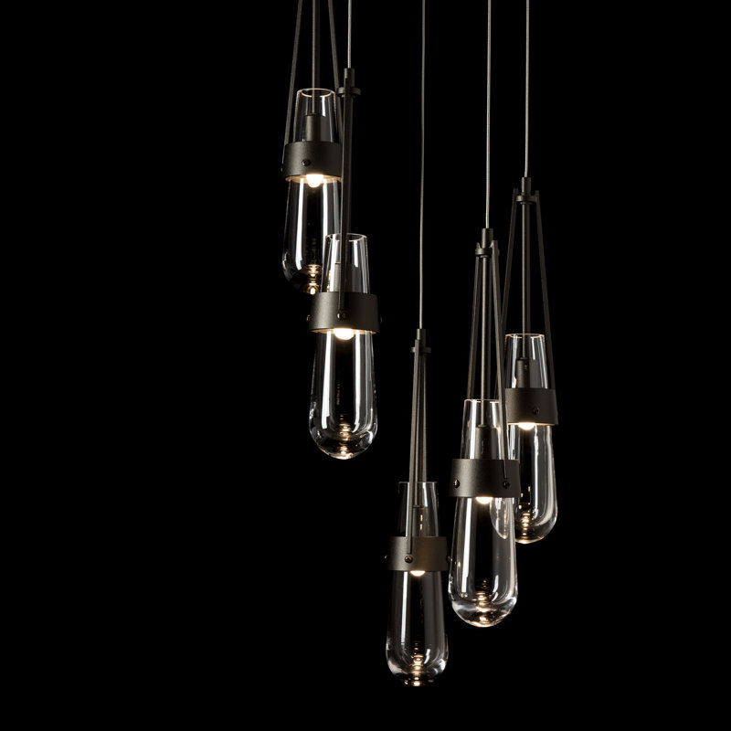 Link 5 - Light Pendant, Long: 19" to 130", Clear Glass, Oil Rubbed Bronze