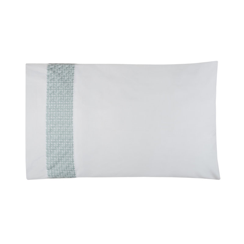 Lagos 100% Cotton Percale Sheet Set, Queen, white-aqua