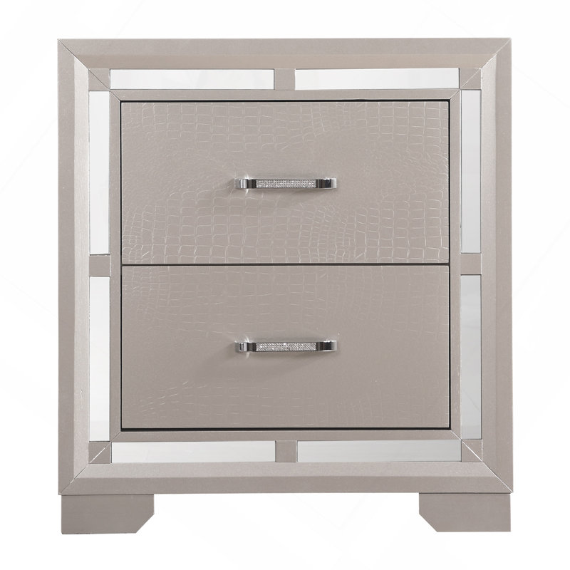 Elegant Silver Champagne Nightstand