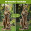 Statue de jardin religieuse représentant saint François, le protecteur de la nature avec mangeoire à oiseaux
