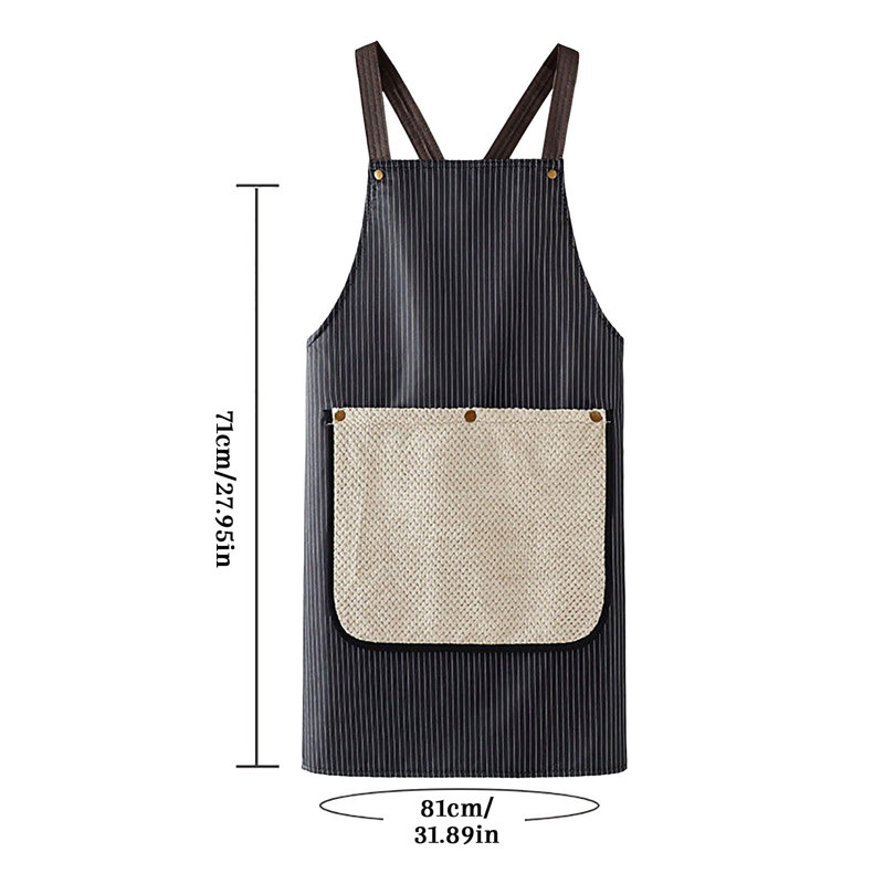 Tablier imperméable avec 2 essuie-mains détachables, tablier de cuisine à dos croisé résistant à l'huile pour la cuisson, noir