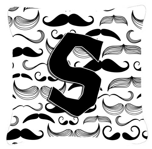 Lettre Moustache Monogram intérieur/extérieur Throw Pillow, 14" H x 14" L x 4" D, S