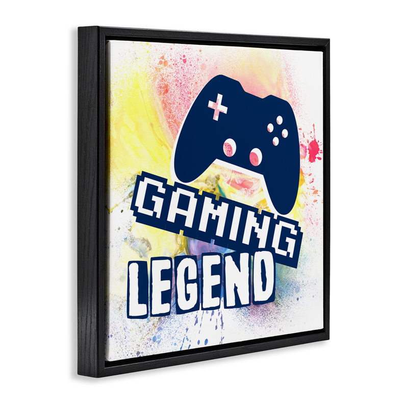 Cadre flottant Gaming Legend Modern Splatter, design par Marcus Prime, H 18 po x l 18 po, Cadre flottant noir de jais