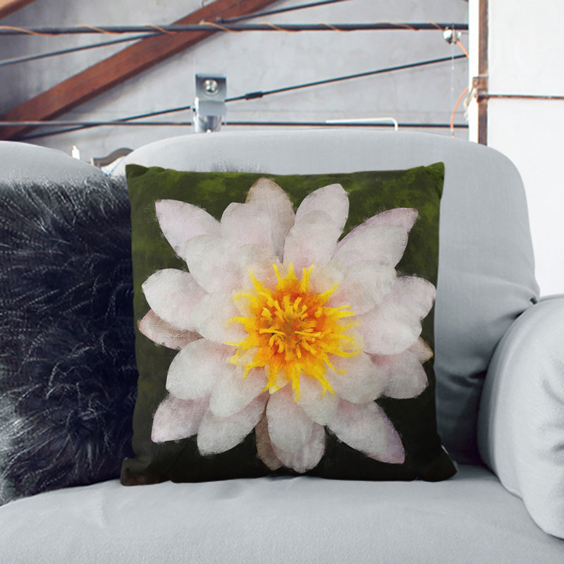 White Lily Flower Scatter Cushion, 55cm H x 55cm W x 20cm D