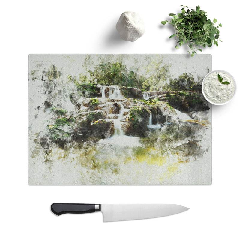 Forest Stream Vol.2 Watercolour Chopping Board, 0.4cm H x 20cm W x 28.5cm L