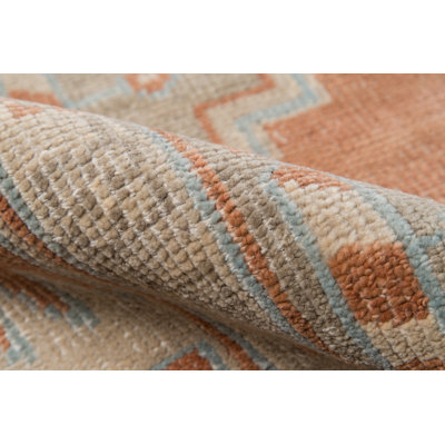 Wool Oriental Area Rug in Rust/Ivory