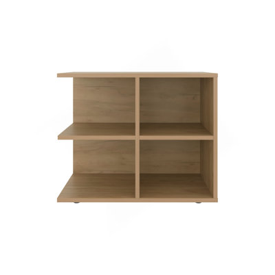 Console Sideboard Cart, Natural Oak, 4 Shelves